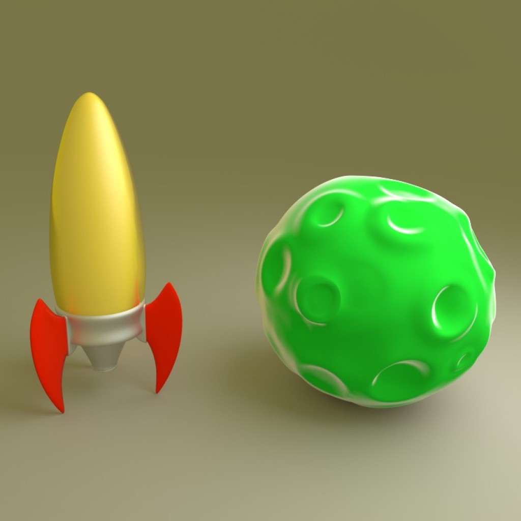 Cartoon Rocket and Planetoids preview image 1